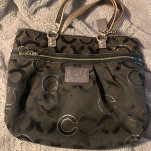 Good condition black and silver coach poppy purse